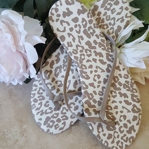 Cute White and Grey Leopard Flip Flops